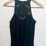 Paper Crane Black Beaded Gold And Silver High Neck Chiffon Top Photo 0