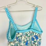 Lands' End Tankini Top Size 12 DD Blouson Lotus Floral/Gingham Swimsuit Blue Photo 8