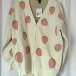 Forever 21 Kawaii Cream White Strawberry Cardigan Size Small Photo 0