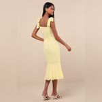 Lulus Women’s Bimini Light Yellow Swiss Dot Tie-Strap Midi Dress Size XL NWT Photo 6