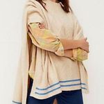 Free People Cream Harbour Stripe Cable knit Poncho Sweater Sz O/S NWT Photo 0