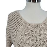 Reiss Open Knit Scoop Neck Beige Cableknit Sweater Size Large Photo 2