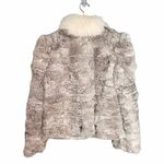 Vintage 80s Rabbit Fur Fox Tail Short Jacket Coat Made in Hong Kong Size Medium Gray Photo 6
