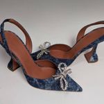 Amina Muaddi  Rosie 95mm slingback denim heels size 38 Photo 1