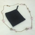 J.Crew  32" long necklace pink glass rhinestones gold chain disco ball Photo 0