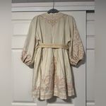 Zimmermann  Estelle Embroidered Long Balloon Sleeve Mini Linen Dress Bohemian Photo 1
