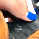 Ash  Roma Platform Wedge Heel Sandals Black Patent Cognac Leather Size 38‎ US 7 Photo 6