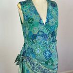 Altuzarra Sade Wrap Effect Printed Silk Midi Dress Green Size 10 Photo 3