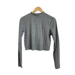 BP. Gray Medium Heather Mock Neck Long Sleeve Crop Top Size‎ Medium NEW Photo 1