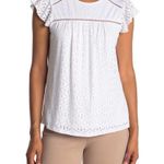 Adrianna Papell Womens Eyelet Lace Cap Sleeve Top White Lined NWT Photo 0