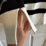 Wiholl Striped Knit Sweater Mock Neck Ivory and Black NWT White Size L Photo 5