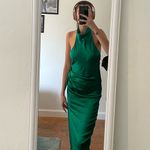 Amanda Uprichard Green Silk Halter Dress Photo 1