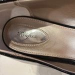 Alfani Step n Flex Peep Toe Patent Wedge Pump Heels Women's 11M Black/Gold Trim Photo 6