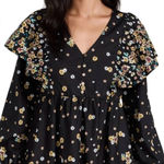 Lost + Wander Field of Dreams Black Floral Long Slv Dress Ruffle Boho Prairie Photo 0