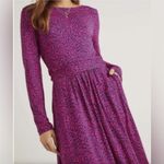 Boden Abigail Jersey Dress Sz 2P Long Sleeve Circle Skirt Purple Blue Geo Print Pink Photo 2