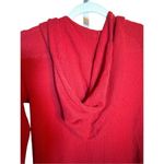 Sparrow Women’s Red Waffle Knit Hooded Henley Long Sleeve shirt Sz S Red Photo 5