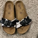 Seychelles  speechless sandal black cow print Italy real fur 6.5‎ Photo 2