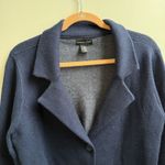 Adrienne Vittadini  Women’s Navy Knit Blazer Cardigan Jacket Casual Work Size L Photo 2