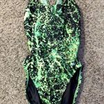 Speedo  Green Black Bathing Suit Womens 30 Used One Piece Racerback Photo 1