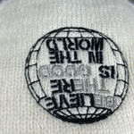 SCARF Tight Knit Rectangular Cream and Gray cozy warm White Photo 4