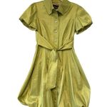 Frank Lyman Design Celery Green Bubble Hem Puff Sleeve Button Down Belted Dress Size 6 Photo 8