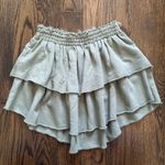 Aerie Tiered Mini Skirt Ruffle Hem Elastic Waist Casual Sage Green Small Photo 2