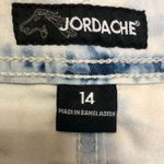 Jordache Blue & White Tie Dye Stretchy Denim Shorts Long Junior’s sz14 Med-Large Photo 8