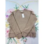 Pink Rose Tan Cozy Knit Sweater Long Sleeve Crew Neck Relaxed Fit Women's Small Photo 1