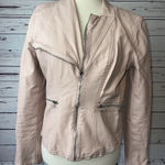 BLANK NYC Zip Moto Jacket Faux Leather Coat Medium Womens Full Zip Pink Grunge Photo 0