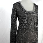 City Streets NWT 2000s Y2K Gray and Black Sheer Layering Casual Long Sleeve Top Size Large Photo 1