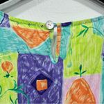 Tank Dress Summer Colors Squares & Fruit Print Ruffle Flare Hem by Line Two Size L Photo 2