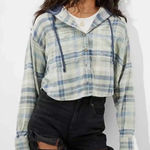 American Eagle hooded flannel cropped distressed Photo 0