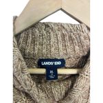 Lands End Sweater Womens XL 18 Tan Cable Knit Mock Neck Wool Blend Fisherman Brown Photo 2