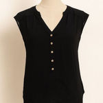 Guess  Black Semi-Sheer Cap Sleeve Button Front Blouse – XS Photo 0