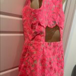 Adelyn Rae  Mila Lace Halter Mini Dress Hot Pink Coral neon medium Photo 12