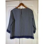 Dalia Flowy Blouse‎ Shirt Womens Small Blue Geometric Office Church Business Photo 3