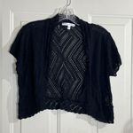 Emma & Posh Black Open Knit Shrug Cardigan Short Sleeve Size L Made in USA Size L Photo 0