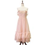 Lace & Beads Powder Pink Corset Tulle Midi Maxi Dress Size 8 Coquette Romantic Photo 2
