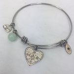 Unwritten  Heart Compass Bangle bracelet Green Stone silver tone Photo 0