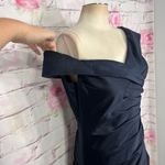 La Femme  nwt navy Off the Shoulder satin gown Photo 3