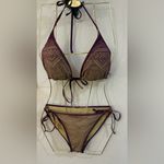 Becca New! Color Play Crochet Triangle Bikini Set Sz Large D Cup Photo 3