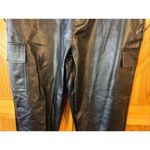 Missguided  Women’s Faux Leather Tapered Jogger Zip Pants Black Size 10 (5446) Photo 3