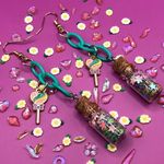 Star Confetti Jar Heart Lollipop Wand Charm Plastic Chain Earrings Handmade Green Photo 0