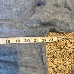 Liz Claiborne  Blue Linen Cotton Blend V Neck Button Front Tunic Top Size L Photo 3