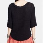 Free People Women’s Crochet Pull Over Short Sleeve Boho V Neck Black Sweater XS Photo 1