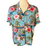 Vtg 90s floral Hawaiian shirt Blue Size M Photo 0