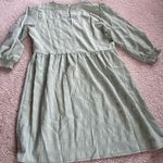 💜 Vila via ASOS Light Sage Green Textured Dress with ruffle 3/4 sleeves Photo 5