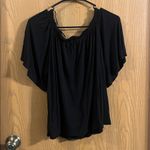 H&M Women’s Black Off The Shoulder Flare Sleeve Ruffle Trim Blouse Small Photo 4
