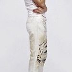 Free People Cream Slouchy Surplus Jeans Photo 2