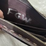 Fossil  Leather Wallet Zip Around Burgundy Geometric Slim Clutch Bifold Organizer Photo 8